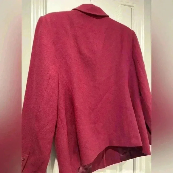 VTG L.L. Bean Cashmere Wool Lined Wine Blazer Pea Coat Button Down 80s Size 14P - Picture 11 of 11